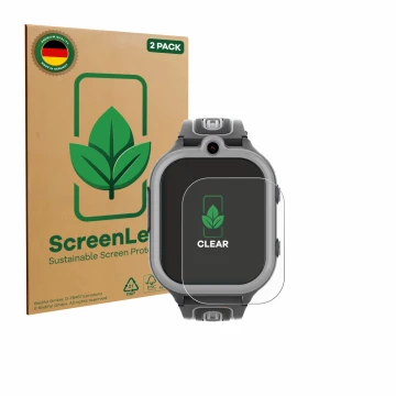 Front side of a product packaging with the brand logo ScreenLeaf. Next to it is the device Valdus DF91 shown with the correspo