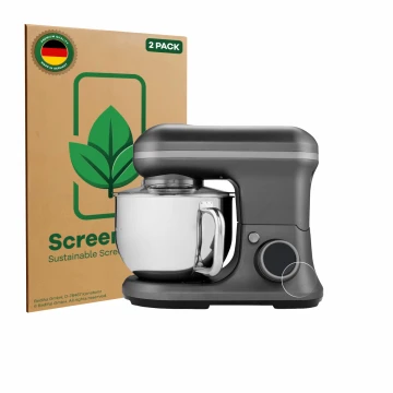 Front side of a product packaging with the brand logo ScreenLeaf. Next to it is the device MEDION MD 18420 shown with the corr