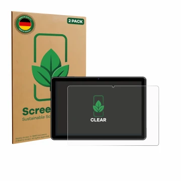 Front side of a product packaging with the brand logo ScreenLeaf. Next to it is the device Hasskya K30/K50/K70 10.1