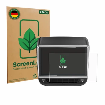 Front side of a product packaging with the brand logo ScreenLeaf. Next to it is the device Tlyard T10 shown with the correspon