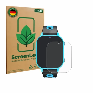 Front side of a product packaging with the brand logo ScreenLeaf. Next to it is the device idomars M003bk 1.8