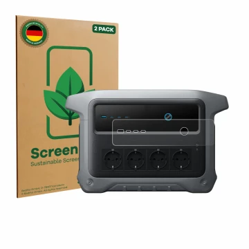 Front side of a product packaging with the brand logo ScreenLeaf. Next to it is the device Anker SOLIX C1000 Gen 2 shown with 
