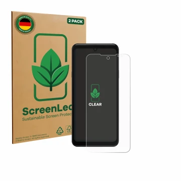 Front side of a product packaging with the brand logo ScreenLeaf. Next to it is the device Sunmi M3 shown with the correspondi