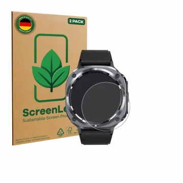 Front side of a product packaging with the brand logo ScreenLeaf. Next to it is the device TIMU S90+ 1.48