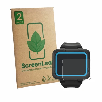 Front side of a product packaging with the brand logo ScreenLeaf. Next to it is the device Shearwater PEREGRINE dive computer 