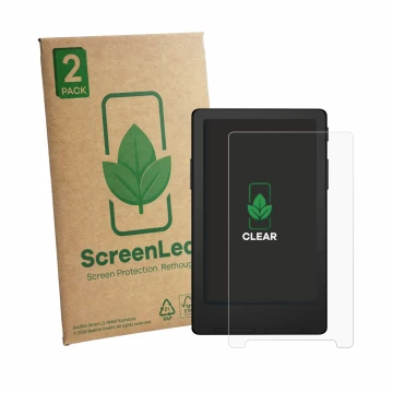 Front side of a product packaging with the brand logo ScreenLeaf. Next to it is the device Xteink X4 Classic (X4 V2) shown wit