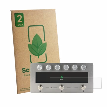 Front side of a product packaging with the brand logo ScreenLeaf. Next to it is the device Darkglass Anagram shown with the co