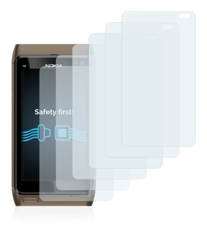 Image of the device Nokia n8 with a wide variety of screen protectors.