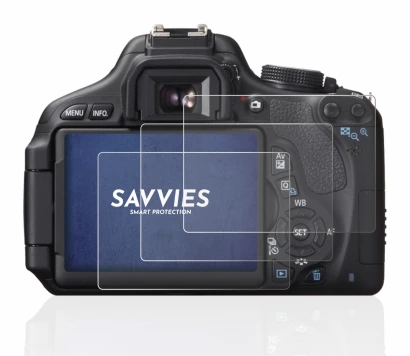 Image of the device Canon EOS 600D with a wide variety of screen protectors.