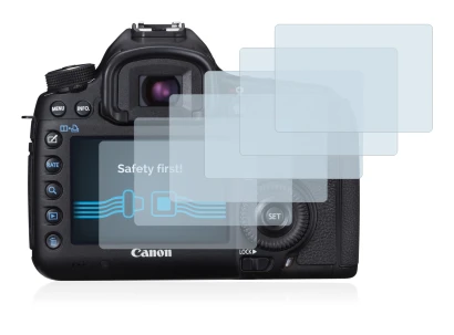 Image of the device Canon EOS 5D Mark III with a wide variety of screen protectors.