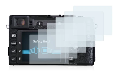 Image of the device Fujifilm X-E1 with a wide variety of screen protectors.