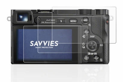 Image of the device Sony Alpha 6000 with a wide variety of screen protectors.