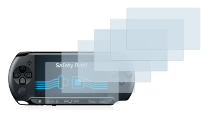 Image of the device Sony PSP 2000 with a wide variety of screen protectors.