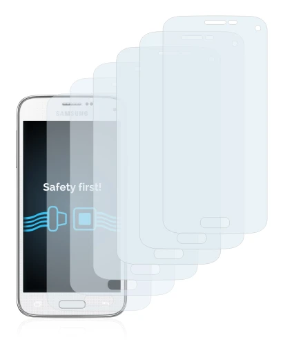 Image of the device Samsung Galaxy S5 Mini SM-G800 with a wide variety of screen protectors.