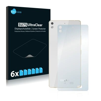 Front side of a product packaging with the brand logo Savvies. Next to it is the device BLU Vivo Air (Back) shown with the cor