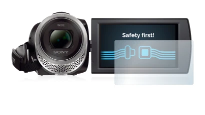 Image of the device Sony FDR-AX53 with a wide variety of screen protectors.