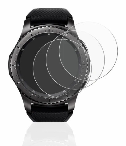 Image of the device Samsung Gear S3 Frontier with a wide variety of screen protectors.