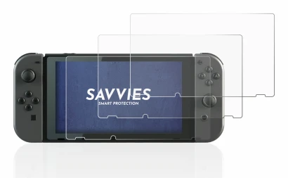 Image of the device Nintendo Switch with a wide variety of screen protectors.