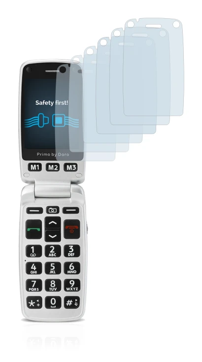 Image of the device Doro Primo 413 with a wide variety of screen protectors.