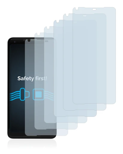 Image of the device Google Pixel 2 XL with a wide variety of screen protectors.
