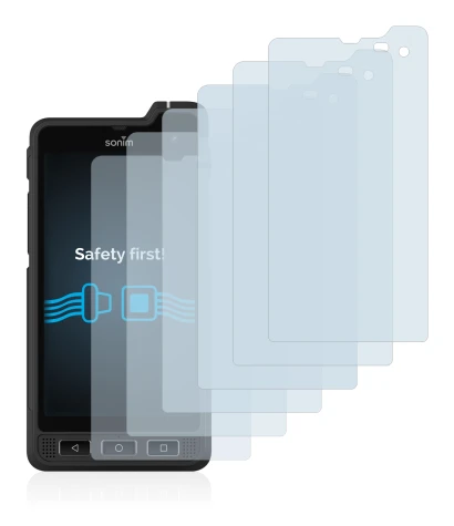 Image of the device Sonim XP8 with a wide variety of screen protectors.
