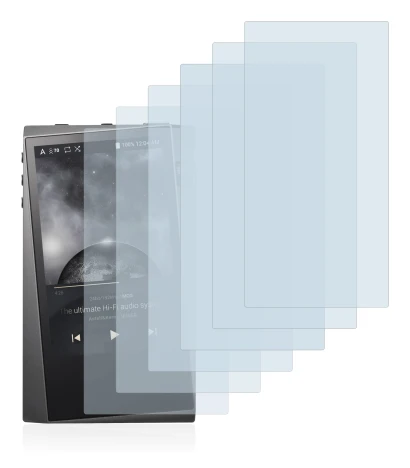 Image of the device Astell&Kern A&norma SR15 with a wide variety of screen protectors.