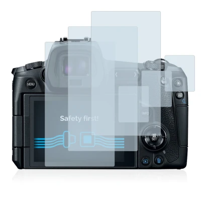 Image of the device Canon EOS R with a wide variety of screen protectors.