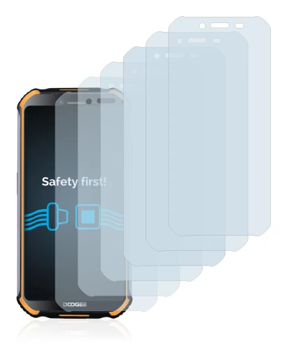 Image of the device Doogee S40 with a wide variety of screen protectors.