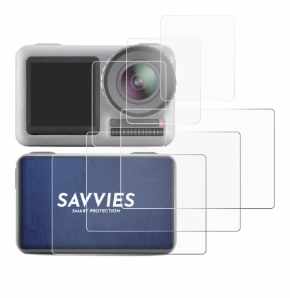Image of the device DJI Osmo Action with a wide variety of screen protectors.
