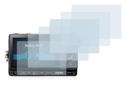Image of the device Sigma FP with a wide variety of screen protectors.