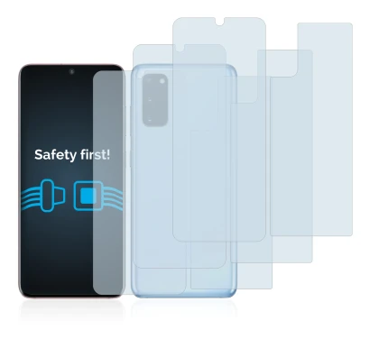 Image of the device Samsung Galaxy S20 (Front+Back) with a wide variety of screen protectors.