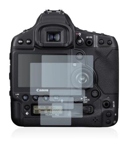 Image of the device Canon EOS 1D X Mark III with a wide variety of screen protectors.