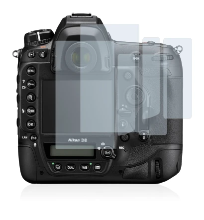 Image of the device Nikon D6 with a wide variety of screen protectors.