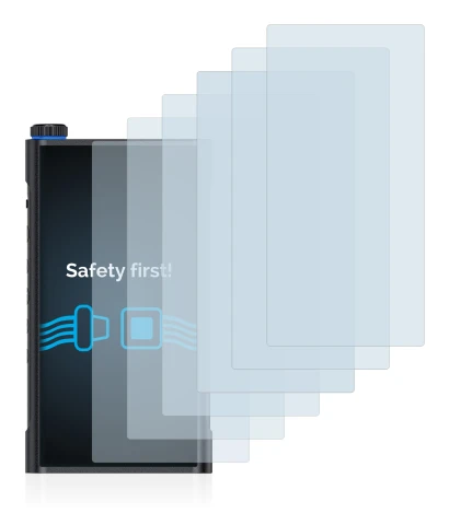 Image of the device FiiO M15 with a wide variety of screen protectors.