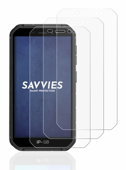 Image of the device Ulefone Armor X7 Pro with a wide variety of screen protectors.
