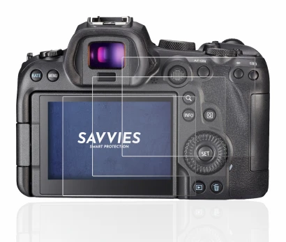 Image of the device Canon EOS R6 with a wide variety of screen protectors.