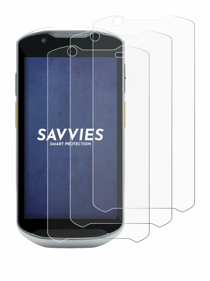 Image of the device Zebra TC57x with a wide variety of screen protectors.