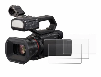 Image of the device Panasonic HC-X2000 with a wide variety of screen protectors.
