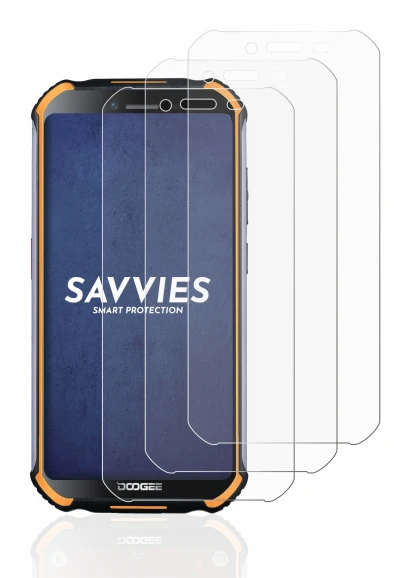 Image of the device Doogee S40 Pro with a wide variety of screen protectors.