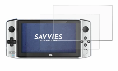 Image of the device GPD Win 3 with a wide variety of screen protectors.