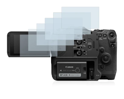 Image of the device Canon EOS C70 with a wide variety of screen protectors.