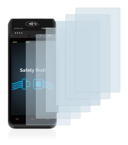 Image of the device ingenico Apos A8 with a wide variety of screen protectors.