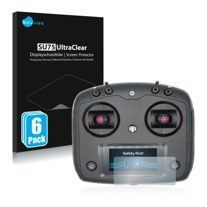 Front side of a product packaging with the brand logo Savvies. Next to it is the device FlySky FS-i6S shown with the correspon