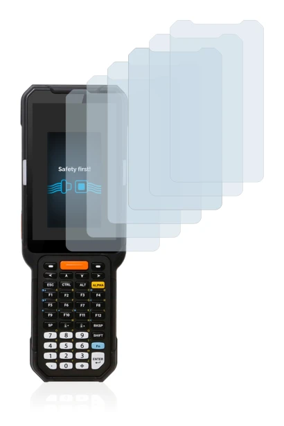 Image of the device Point Mobile PM451 with a wide variety of screen protectors.