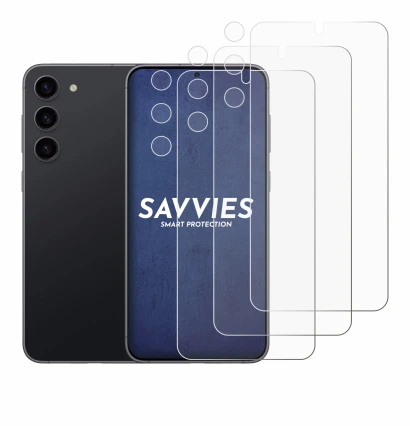 Image of the device Samsung Galaxy S23 (Front+Camera) with a wide variety of screen protectors.