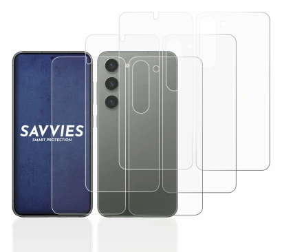 Image of the device Samsung Galaxy S23 (Front+Back) with a wide variety of screen protectors.
