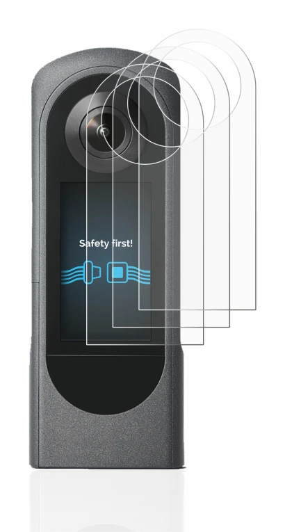 Image of the device Ricoh Theta X with a wide variety of screen protectors.