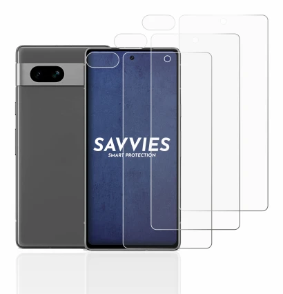 Image of the device Google Pixel 7a (Front+Camera) with a wide variety of screen protectors.