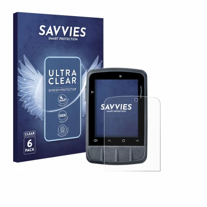 Front side of a product packaging with the brand logo Savvies. Next to it is the device Giant Dash M200 shown with the corresp