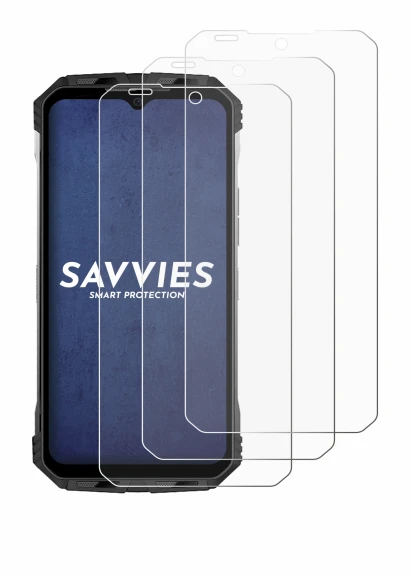 Image of the device Doogee S110 with a wide variety of screen protectors.